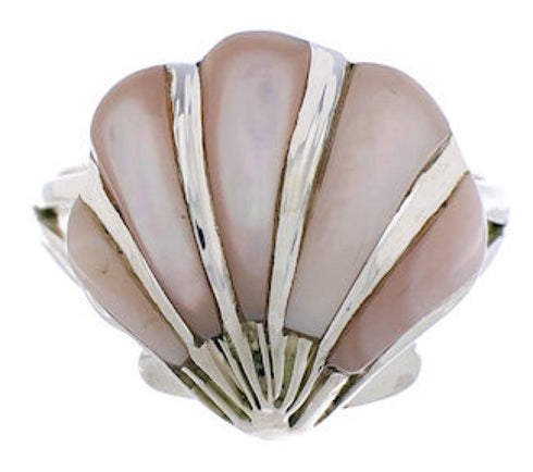 Seashell Pink Shell Southwest Sterling Silver Ring Size 7-1/4 FX22353